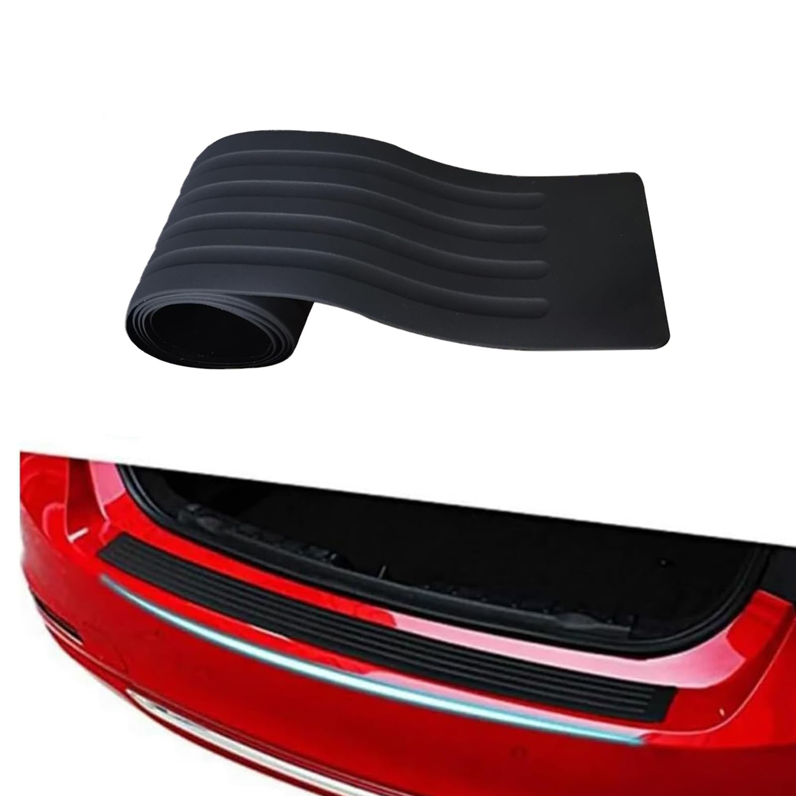 Defresit Stoßstangenschutz 104cm Schwarz, Selbstklebender Ladekantenschutz Kofferraum, Gummi Heckstoßstangenschutz, Universal Anti-Kratz Schutzleiste für Autos & SUVs von Defresit