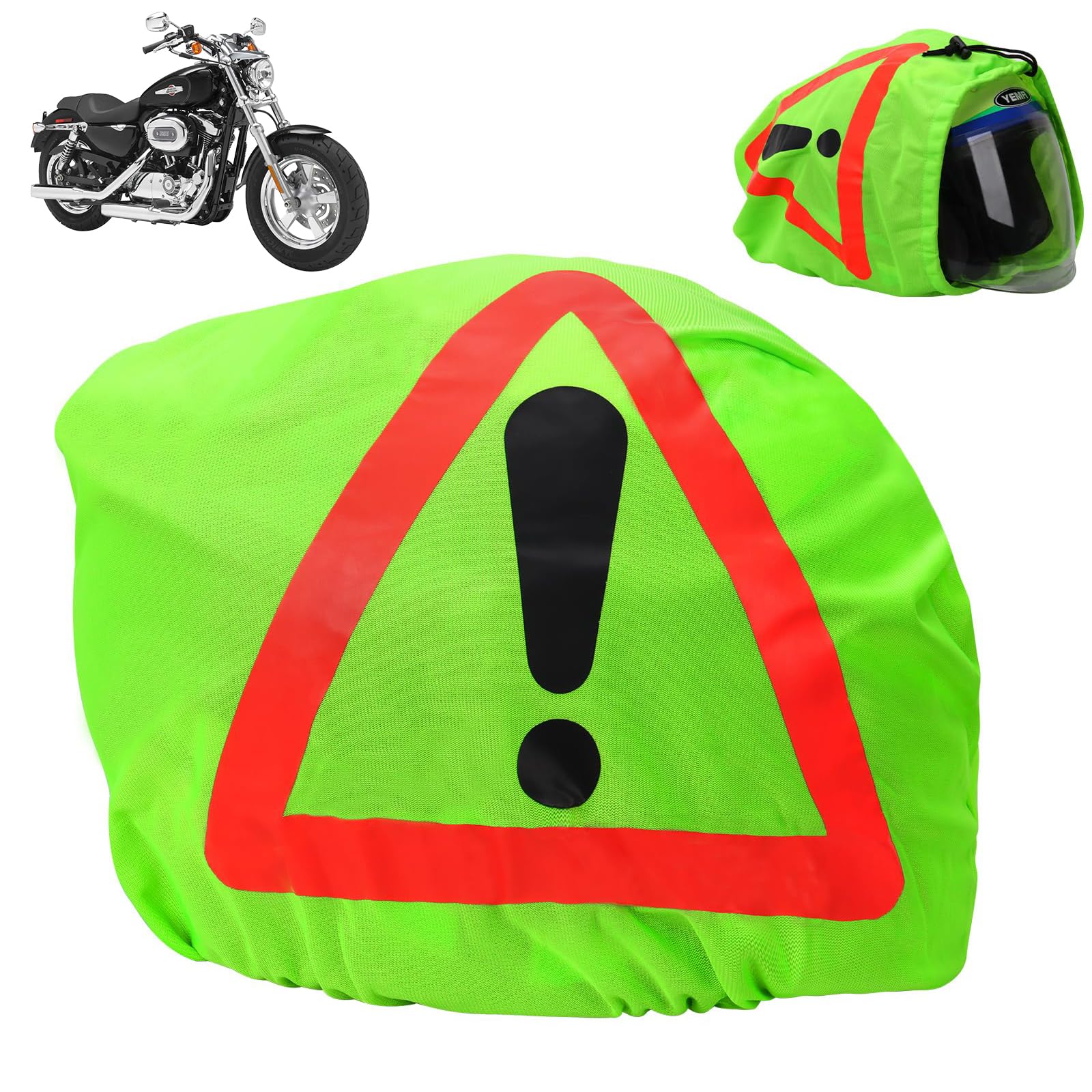 Warndreieck Motorrad, Helm Erste Hilfe Pannendreieck Motorrad Warndreieck Helmüberzug 46*43cm Motorradhelm Helmbeutel für Unfallsicherung Unfallstelle Gefahrenstellen Kennzeichnung (Neongrün) von Defresit
