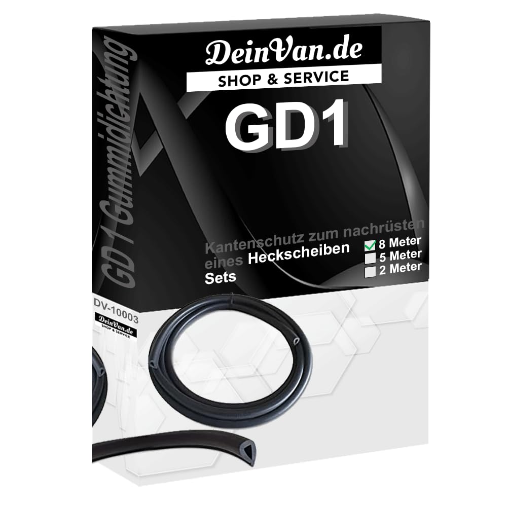 DeinVan.de Premium Gummidichtung GD1 2x4 Meter, für nachrüstbare Hecktürscheiben zur Abdeckung der Schnittkante, Kantenschutz von DeinVan.de