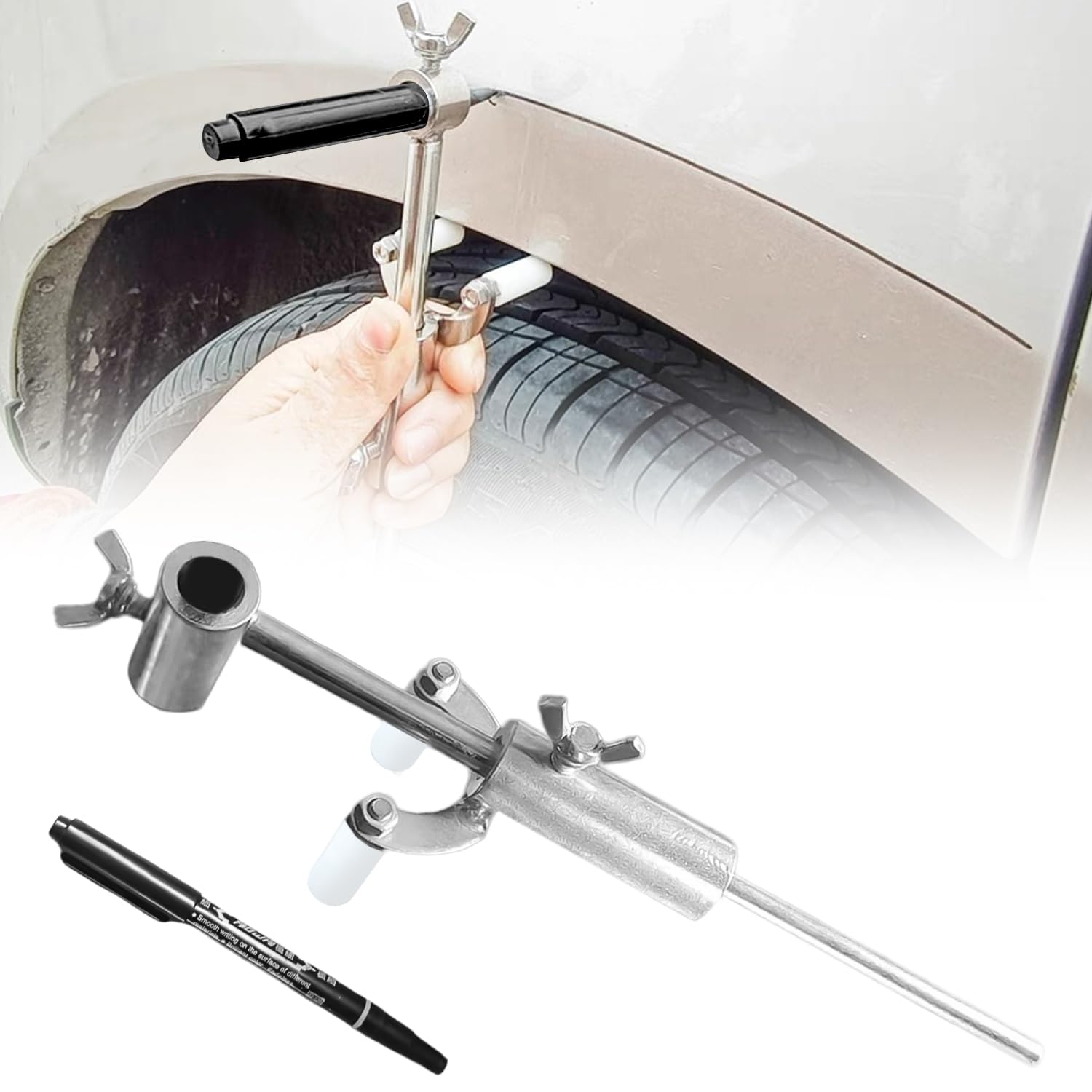 Auto-Blech-Reparatur-Radlauf-Markierung Werkzeug mit Markierstift, Auto Parallel Anreißer Reparatur Rad Augenbrauen Karosserie Markierung Dellen Reparaturwerkzeug, Augenbrauen Zeichen Rippenlinie Auto-Blech-Reparatur-Radlauf-Markierung Werkzeug mit Markierstift, Auto Parallel Anreißer Reparatur Rad Augenbrauen Karosserie Markierung Dellen Reparaturwerkzeug, Augenbrauen Zeichen Rippenlinie von Delamiya