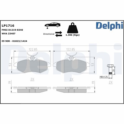 Delphi Bremsbelagsatz, Scheibenbremse [Hersteller-Nr. LP1716] für Citroën von Delphi