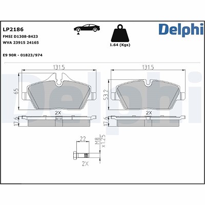 Delphi Bremsbelagsatz, Scheibenbremse [Hersteller-Nr. LP2186] für BMW, Mini von Delphi
