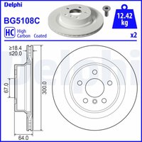 Bremsscheibe DELPHI BG5108C hinten, belüftet, hochkarbonisiert, 1 Stück von Delphi