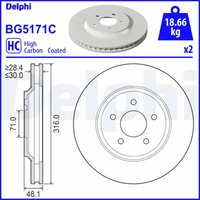 Bremsscheibe DELPHI BG5171C vorne, belüftet, hochkarbonisiert, 1 Stück von Delphi