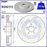 Bremsscheibe DELPHI BG9211C hinten, belüftet, hochkarbonisiert, 1 Stück von Delphi