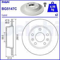 Bremsscheibe DELPHI BG5147C hinten, voll, 2 Stück Bremsscheibe DELPHI BG5147C hinten, voll, 2 Stück von Delphi