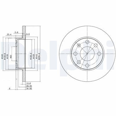 Delphi Bremsscheibe [Hersteller-Nr. BG2148] für Bedford, Chevrolet, Opel, Vauxhall von Delphi