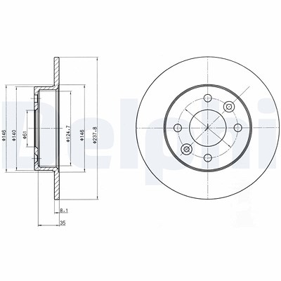 Delphi Bremsscheibe [Hersteller-Nr. BG2258] für Renault von Delphi