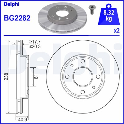 Delphi Bremsscheibe [Hersteller-Nr. BG2282] für Nissan, Renault von Delphi