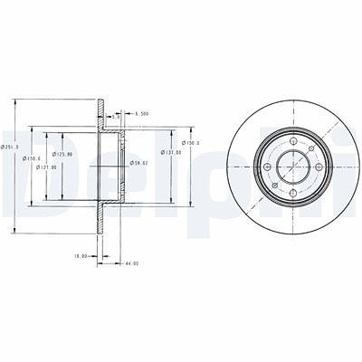 Delphi Bremsscheibe [Hersteller-Nr. BG2322] für Alfa Romeo, Chrysler, Fiat, Lancia von Delphi