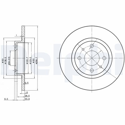 Delphi Bremsscheibe [Hersteller-Nr. BG2411] für Alfa Romeo, Chrysler, Fiat, Lancia von Delphi