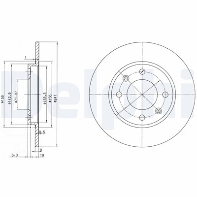 Delphi Bremsscheibe [Hersteller-Nr. BG2800] für Citroën, Peugeot von Delphi