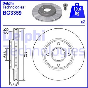 Delphi Bremsscheibe [Hersteller-Nr. BG3359] für Ford, Mazda von Delphi