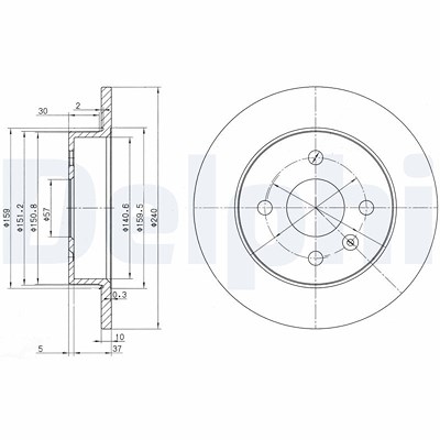Delphi Bremsscheibe [Hersteller-Nr. BG3403] für Chevrolet, Opel, Vauxhall von Delphi