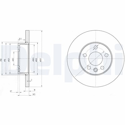 Delphi Bremsscheibe [Hersteller-Nr. BG3415] für VW von Delphi