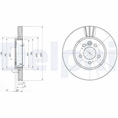Delphi Bremsscheibe [Hersteller-Nr. BG3503] für Mg, Rover von Delphi