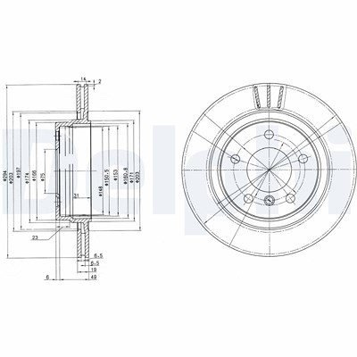 Delphi Bremsscheibe [Hersteller-Nr. BG3530C] für BMW von Delphi