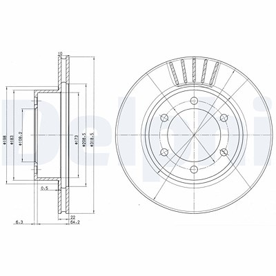 Delphi Bremsscheibe [Hersteller-Nr. BG3535] für Toyota von Delphi