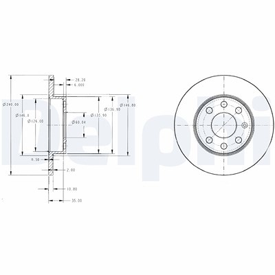 Delphi Bremsscheibe [Hersteller-Nr. BG3567] für Opel, Vauxhall von Delphi