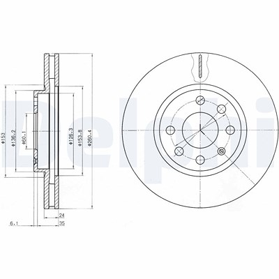 Delphi Bremsscheibe [Hersteller-Nr. BG3569] für Opel, Vauxhall von Delphi