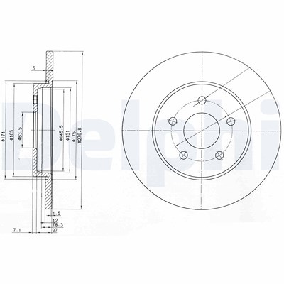 Delphi Bremsscheibe [Hersteller-Nr. BG3663C] für Ford, Jaguar von Delphi