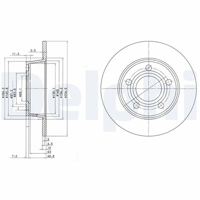Delphi Bremsscheibe [Hersteller-Nr. BG3672] für Audi von Delphi