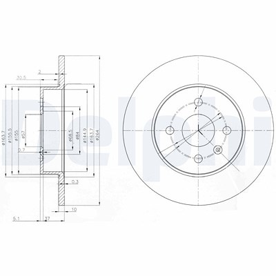 Delphi Bremsscheibe [Hersteller-Nr. BG3885C] für Opel, Vauxhall von Delphi