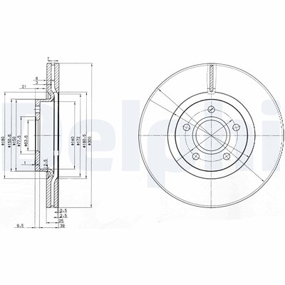 Delphi Bremsscheibe [Hersteller-Nr. BG3895C] für Ford, Land Rover, Volvo von Delphi