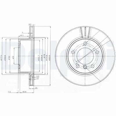 Delphi Bremsscheibe [Hersteller-Nr. BG3899C] für BMW von Delphi