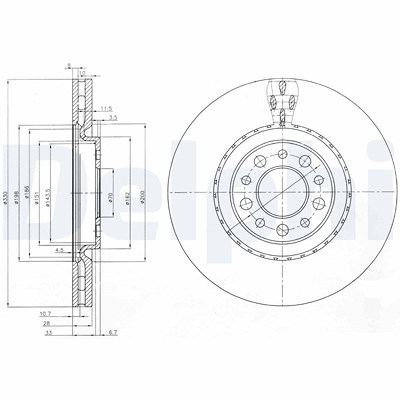 Delphi Bremsscheibe [Hersteller-Nr. BG3993] für Alfa Romeo, Jeep von Delphi