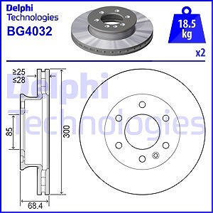 Delphi Bremsscheibe [Hersteller-Nr. BG4032] für Mercedes-Benz, VW von Delphi