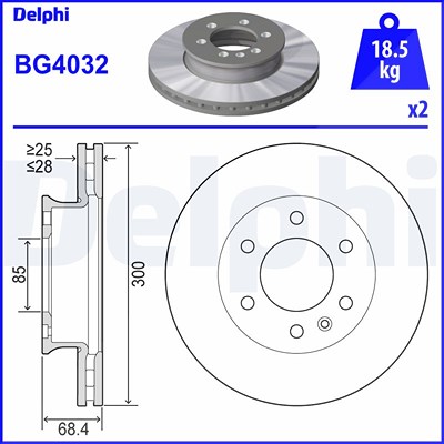 Delphi Bremsscheibe [Hersteller-Nr. BG4032] für Mercedes-Benz, VW von Delphi