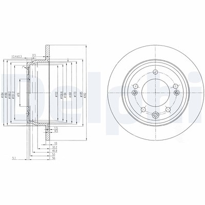 Delphi Bremsscheibe [Hersteller-Nr. BG4082C] für Hyundai, Kia von Delphi