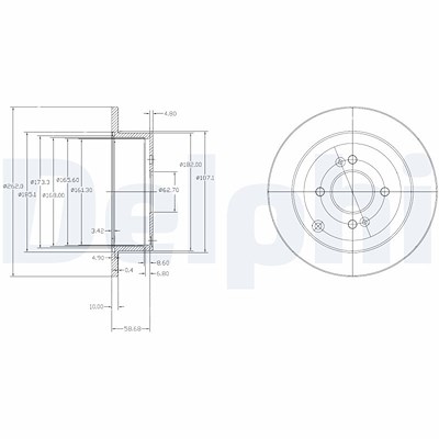 Delphi Bremsscheibe [Hersteller-Nr. BG4097] für Hyundai, Kia von Delphi