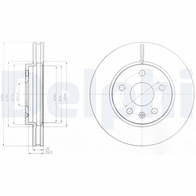 Delphi Bremsscheibe [Hersteller-Nr. BG4187C] für Opel, Saab, Vauxhall von Delphi