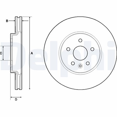 Delphi Bremsscheibe [Hersteller-Nr. BG4710C] für Chevrolet, Opel, Vauxhall von Delphi