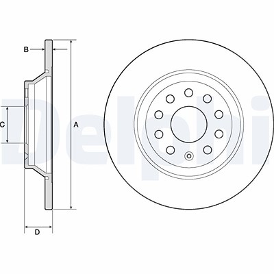 Delphi Bremsscheibe [Hersteller-Nr. BG4751C] für Audi, Ford, Piaggio, Seat, Skoda, VW von Delphi