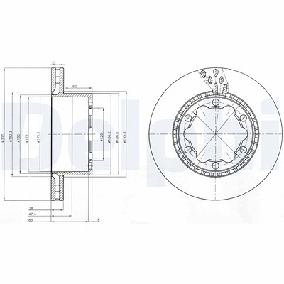 Delphi Bremsscheibe [Hersteller-Nr. BG9015] für Mercedes-Benz, VW von Delphi