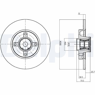 Delphi Bremsscheibe [Hersteller-Nr. BG9053RSC] für Citroën, Ds, Peugeot von Delphi