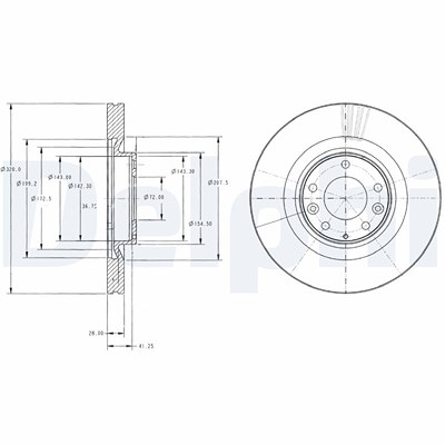 Delphi Bremsscheibe [Hersteller-Nr. BG9104] für Ford Usa, Mazda von Delphi