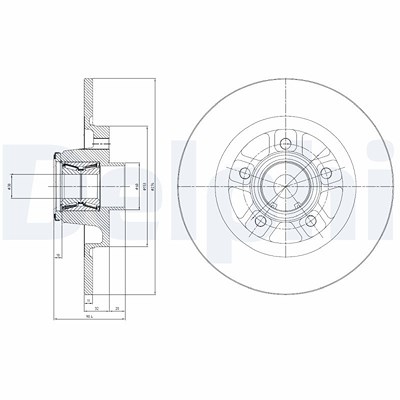 Delphi Bremsscheibe [Hersteller-Nr. BG9113RSC] für Mercedes-Benz, Nissan, Renault von Delphi