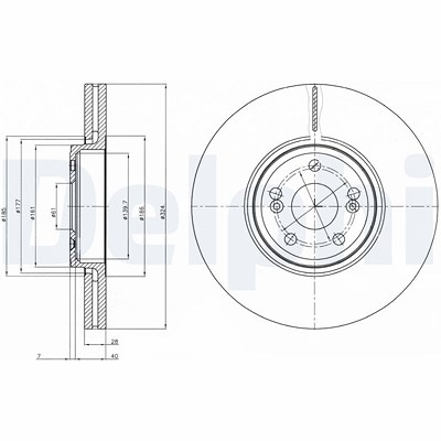 Delphi Bremsscheibe [Hersteller-Nr. BG9687] für Renault von Delphi