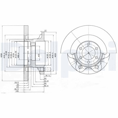 Delphi Bremsscheibe [Hersteller-Nr. BG9722] für Iveco von Delphi
