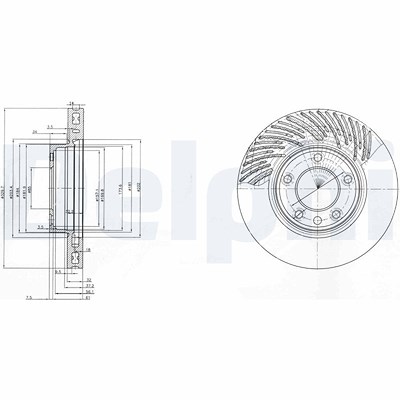 Delphi Bremsscheibe [Hersteller-Nr. BG9773] für Porsche, VW von Delphi