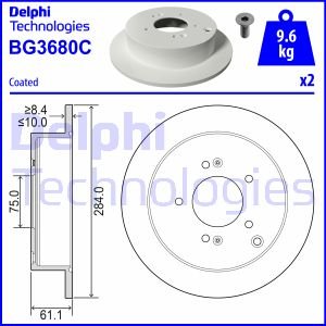 Bremsscheibe Hinterachse Delphi BG3680C von Delphi