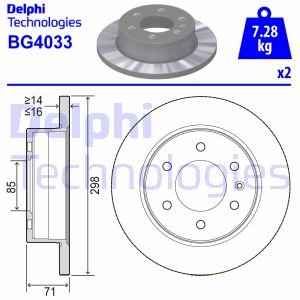 Bremsscheibe Hinterachse Delphi BG4033 von Delphi