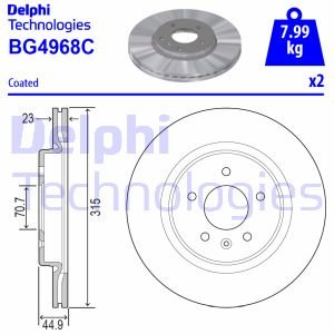 Bremsscheibe Hinterachse Delphi BG4968C von Delphi