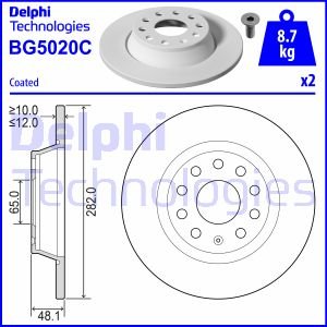 Bremsscheibe Hinterachse Delphi BG5020C von Delphi