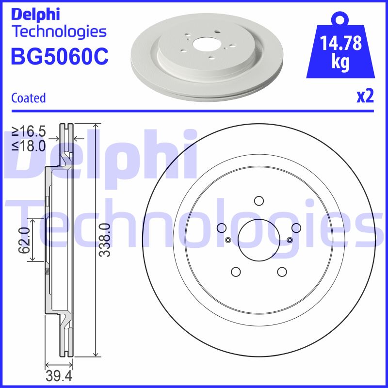 Bremsscheibe Hinterachse Delphi BG5060C von Delphi