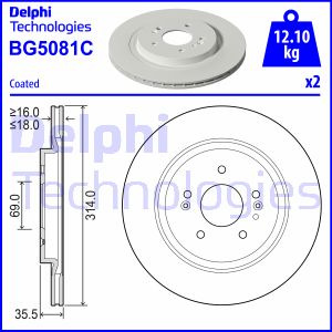 Bremsscheibe Hinterachse Delphi BG5081C Bremsscheibe Hinterachse Delphi BG5081C von Delphi
